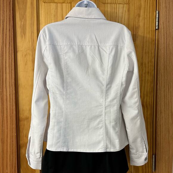 NWOT, Cb Established 1962 Women’s Sz M White Denim w/Pockets Button Down Jacket - Picture 13 of 16